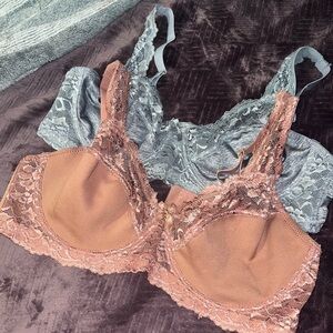 Lace Trim Pink and Gray Bras with Adjustable Straps